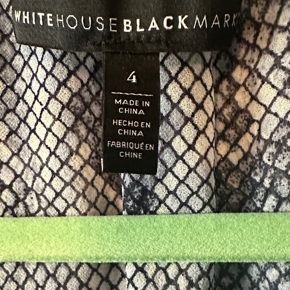 White House Black Market Gray and Blue Snake Print Blouse - Picture 2 of 5